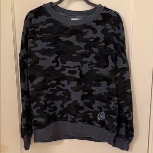 Blue, Gray, & Black Camo SOULCYCLE x SUNDRY Crewneck Sweatshirt